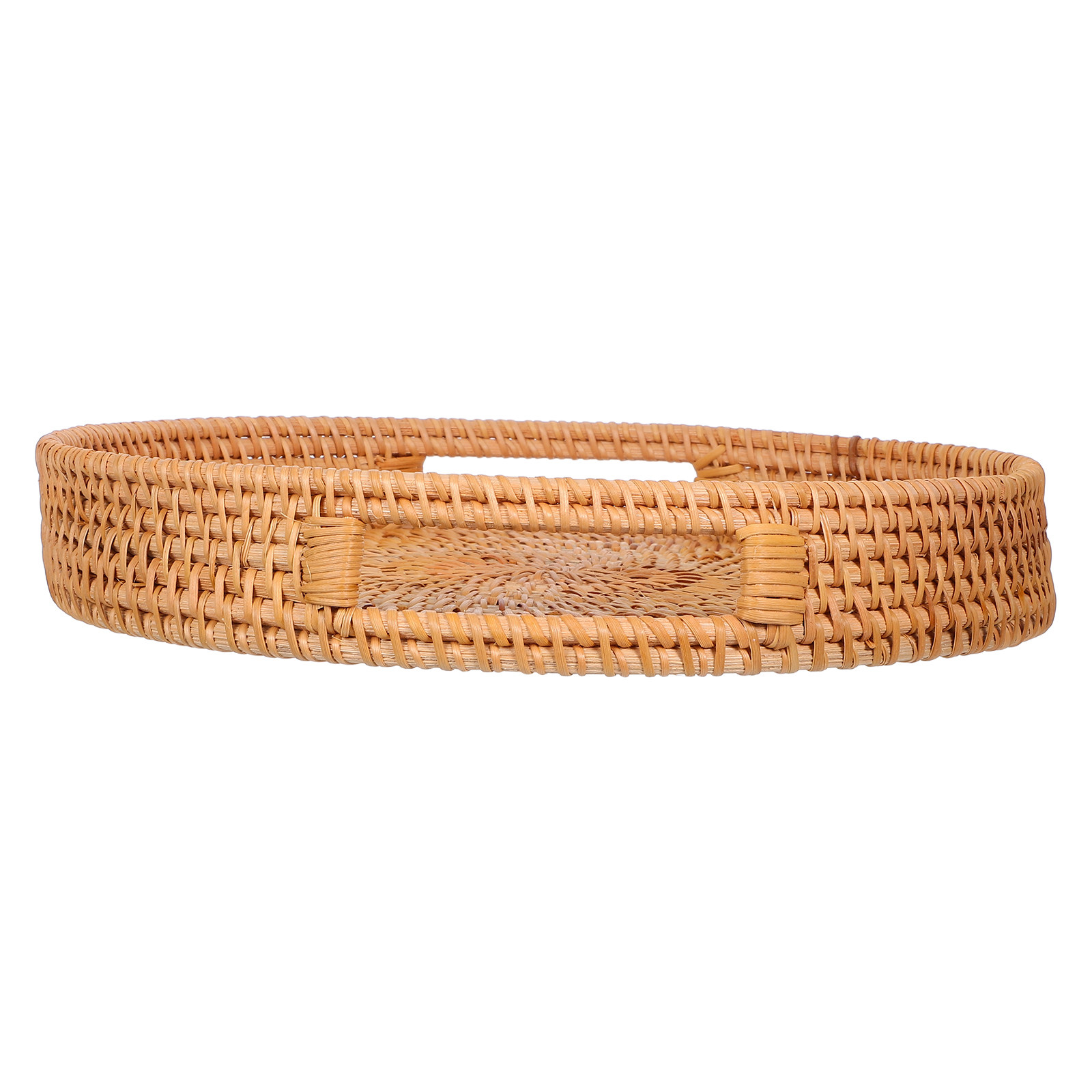 Nampan Sajian Rotan Bulat 14-I - Rattan Tray Handle ulasan dan harga