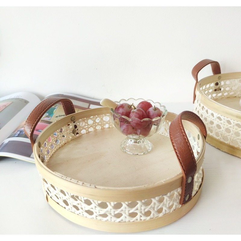 Nampan rotan retro Nordik buat - Rattan Tray Handle ulasan dan harga