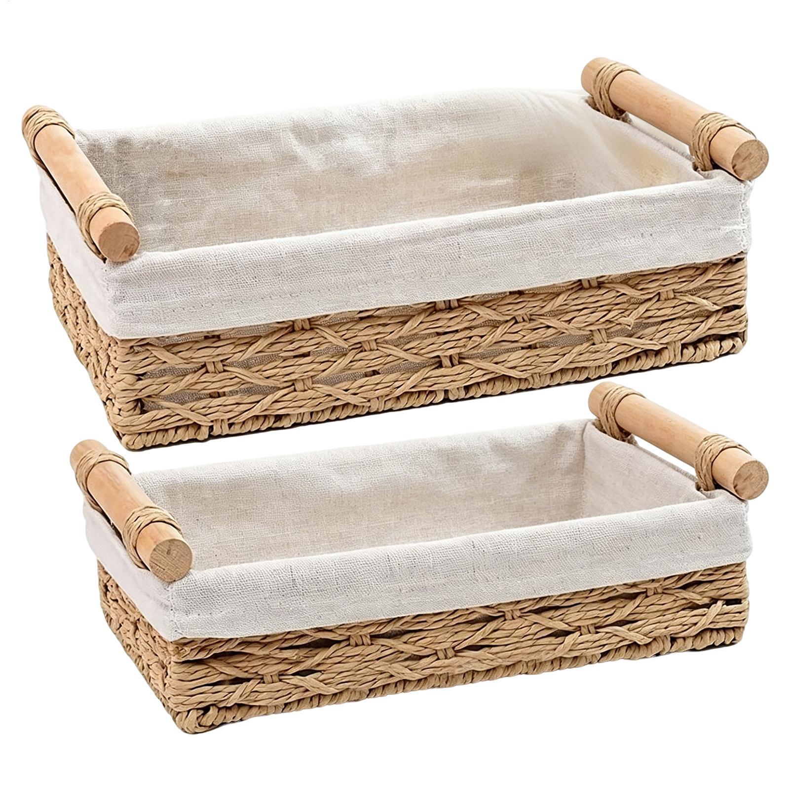 Keranjang Penyimpanan dengan P - Rattan Tray Handle ulasan dan harga