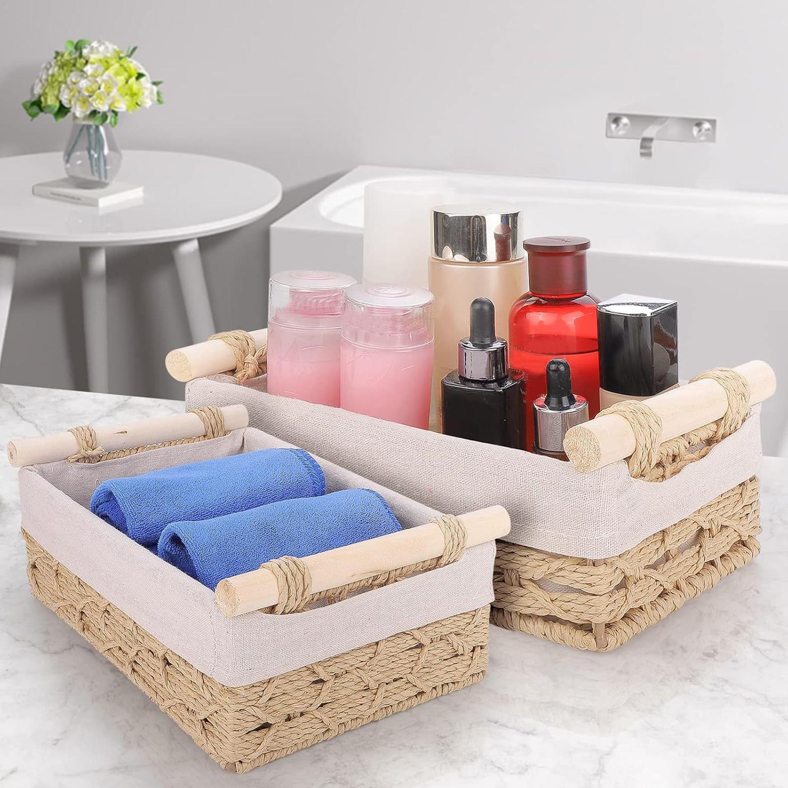 Keranjang Penyimpanan dengan P - Rattan Tray Handle ulasan dan harga